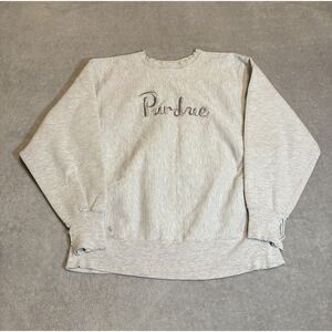 Champion Purdue Reverse Weave Distressed Embroidered Crewneck